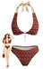 Braunes 40er Bikini-Set mit Neckholder und Blumen