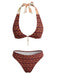 Braunes 40er Bikini-Set mit Neckholder und Blumen