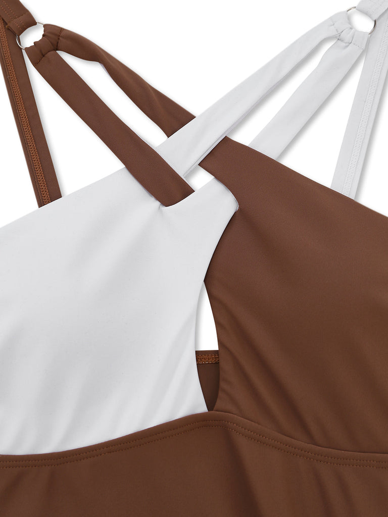 60er Badeanzug mit Neckholder und Criss-Cross