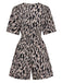 Braun 1940er V-Ausschnitt Leopard Satin Bindung Romper