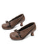 Retro Bogen PU Rundspitze Blockabsatz Schuhe