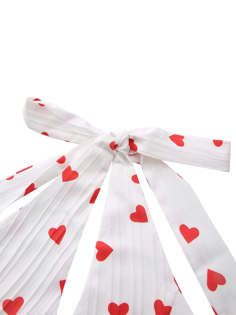 Rot 1930er Herz V-Ausschnitt Rückenfrei Bindung Halter Kleid