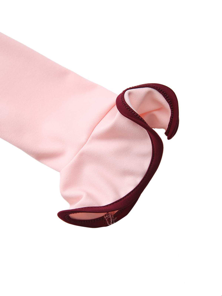 1960er Rüschen Saum Langarm Kleid