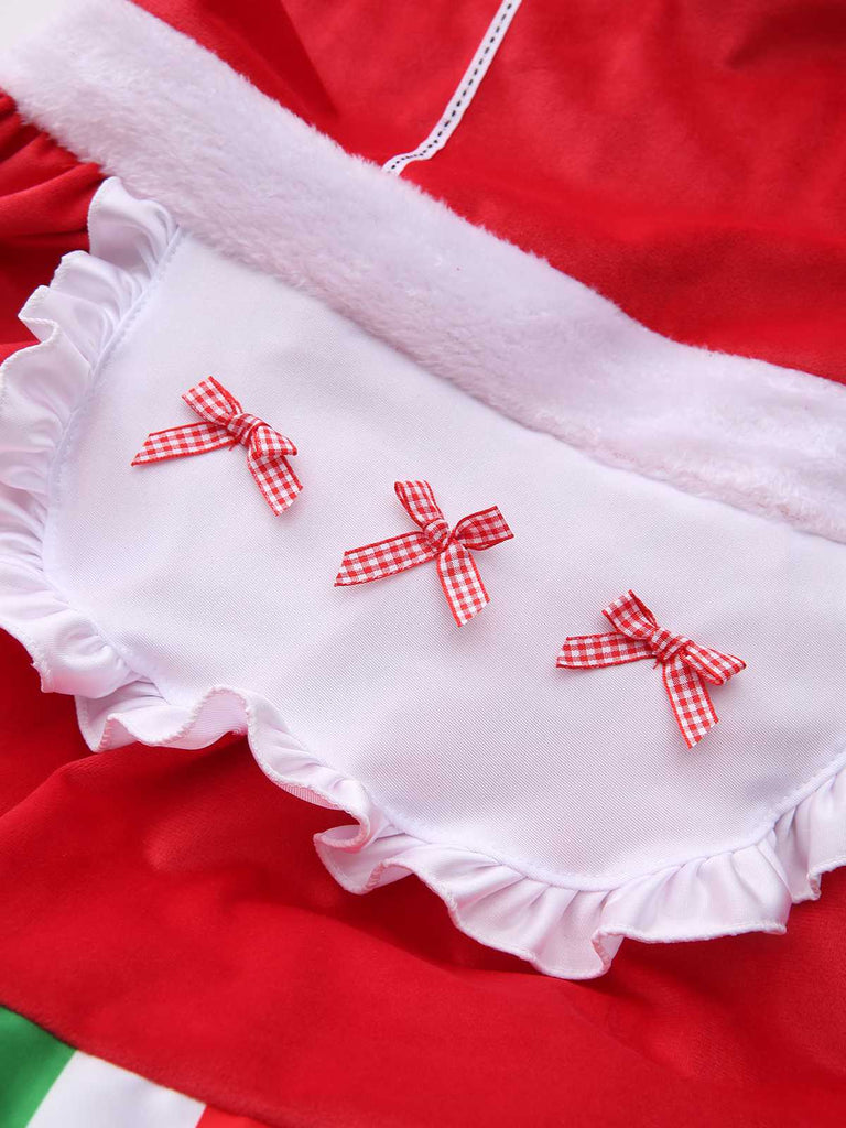 1970er Quadratischer Hals Weihnachten Bogen Kleid mit Petticoat