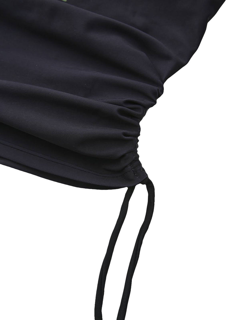 Schwarz 1940er Sonnenuntergang Palmen Batik Tankinis