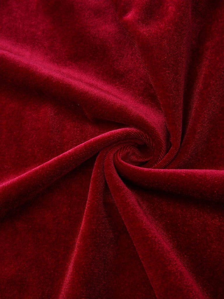 1940er Samt Cutout Plissiertes Laternenärmel Kleid