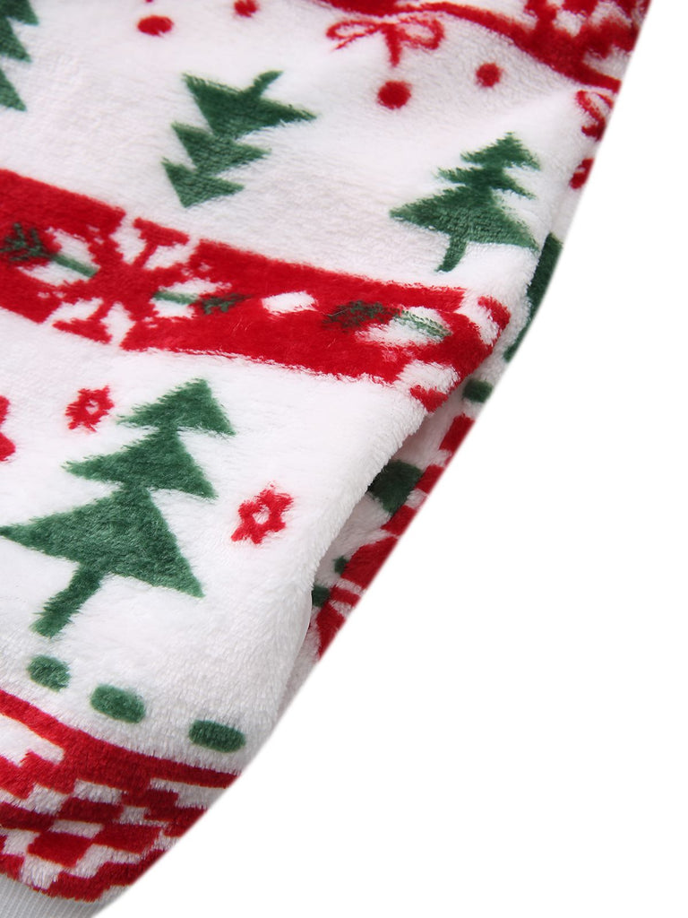 Multicolor 1940er Ren & Weihnachtsbaum Plüsch Hoodie