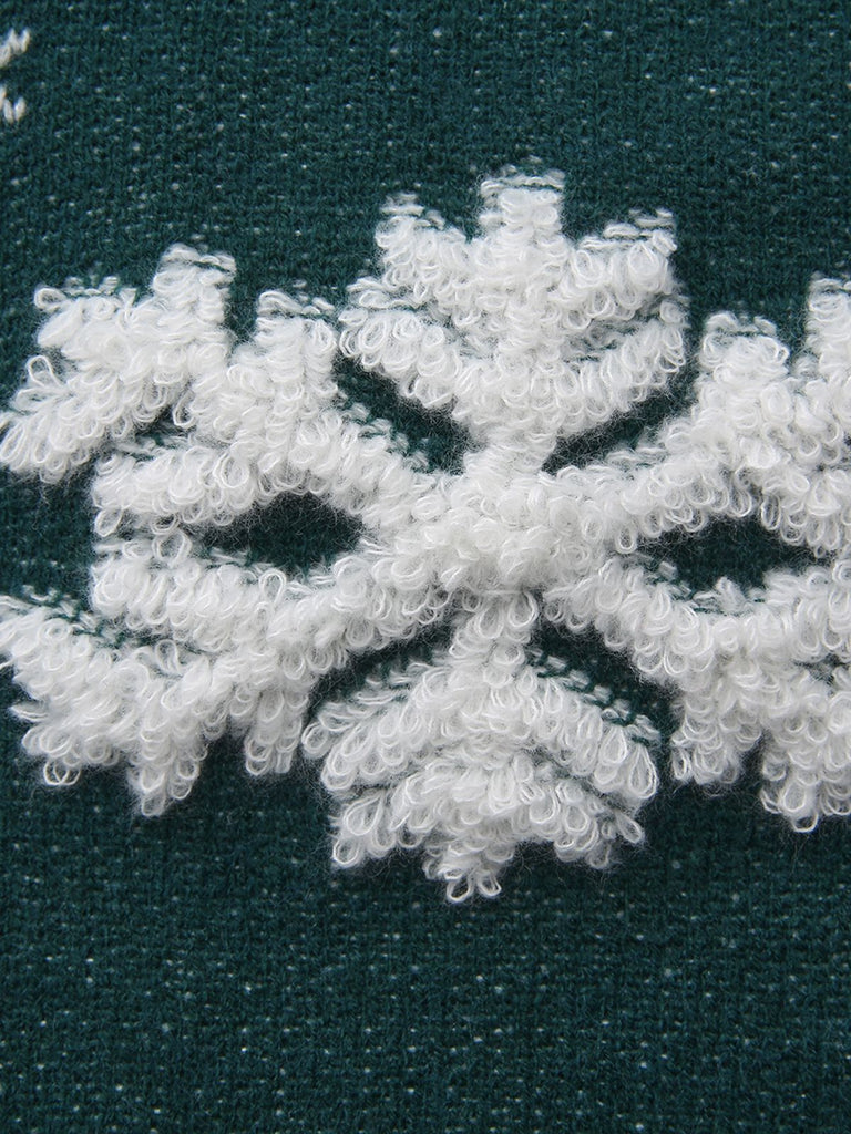 1940er Weihnachten Fleece-Schneeflocke Rollkragen Pullover