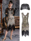 2PCS Top-Seller Sekt 1920er Flapper Kleid & Schwarz Umhang