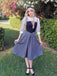 2PCS 1940er Schneewittchen Kostüm Farbblock Rosa Bluse & Grau Kleid