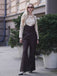 2PCS 1930er Baumwolle Solide Bluse & Latzhose