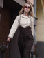 2PCS 1930er Baumwolle Solide Bluse & Latzhose