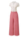 [Vorverkauf] 2PCS Rosa 1950er Tulip Bluse & Rose Tasten Hosen