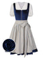 [Vorverkauf] 3PCS Blau 1950er Oktoberfest Dirndl Samt Kleid & Puffärmel Top