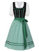 [Vorverkauf] 2PCS Schwarz 1950er Oktoberfest Baumwolle Polka Dot Gingham Kleid & Puffärmel Crop Top