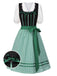 [Vorverkauf] 2PCS Schwarz 1950er Oktoberfest Baumwolle Polka Dot Gingham Kleid & Puffärmel Crop Top