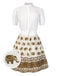 [Vorverkauf] 2PCS 1940er Besticktes Bluse & Elefant Drucken Rock
