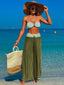 1960er Farbblock Bandeau Bikini Set & Hosen Cover-Up