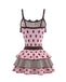 80er Ärmelloses Tanktop & Minirock-Set mit Polka-Dots