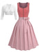 Rosa 50er Oktoberfest-Dirndl-Set mit Spitzentop und Schürze