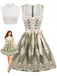 Hellgrünes 50er Oktoberfest-Dirndl-Set mit Spitzenschürze und Spitzentop