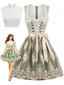 Hellgrünes 50er Oktoberfest-Dirndl-Set mit Spitzenschürze und Spitzentop