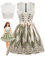 Hellgrünes 50er Oktoberfest-Dirndl-Set mit Spitzenschürze und Spitzentop