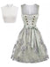 Hellblaues 50er Oktoberfest-Dirndl-Set mit Blumen Schürze und Spitzentop