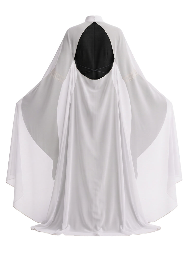 80er Halloween Hofkostüm mit Kleid und rückenfreiem Cape