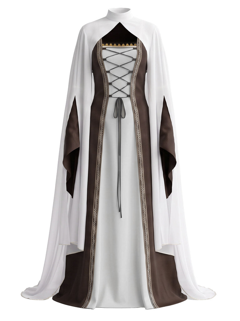 80er Halloween Hofkostüm mit Kleid und rückenfreiem Cape