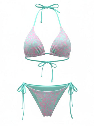 80er Bikini-Set mit Neckholder und Paisley