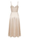 Champagneres 30er Satin-Maxikleid mit V-Ausschnitt und Raffung