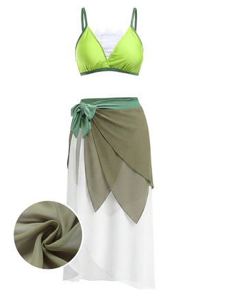 70er Bikini-Set & Cover-Up mit Triangle und Chiffon