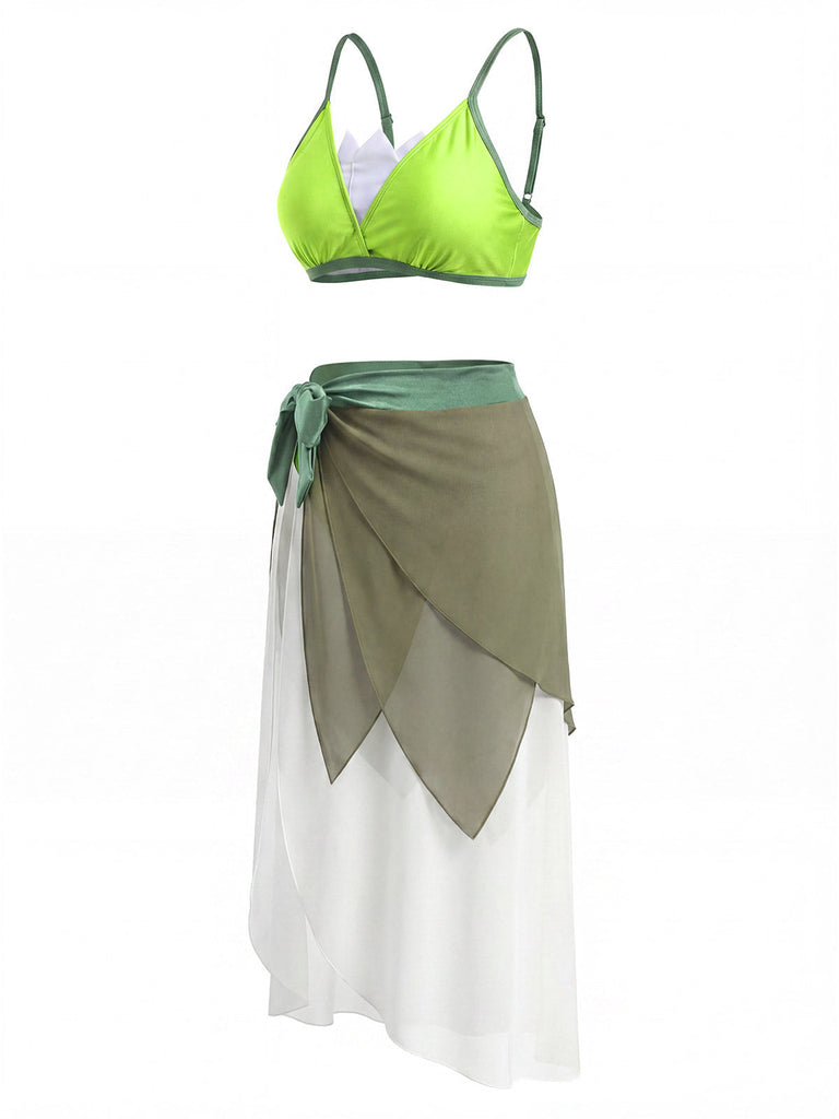 70er Bikini-Set & Cover-Up mit Triangle und Chiffon