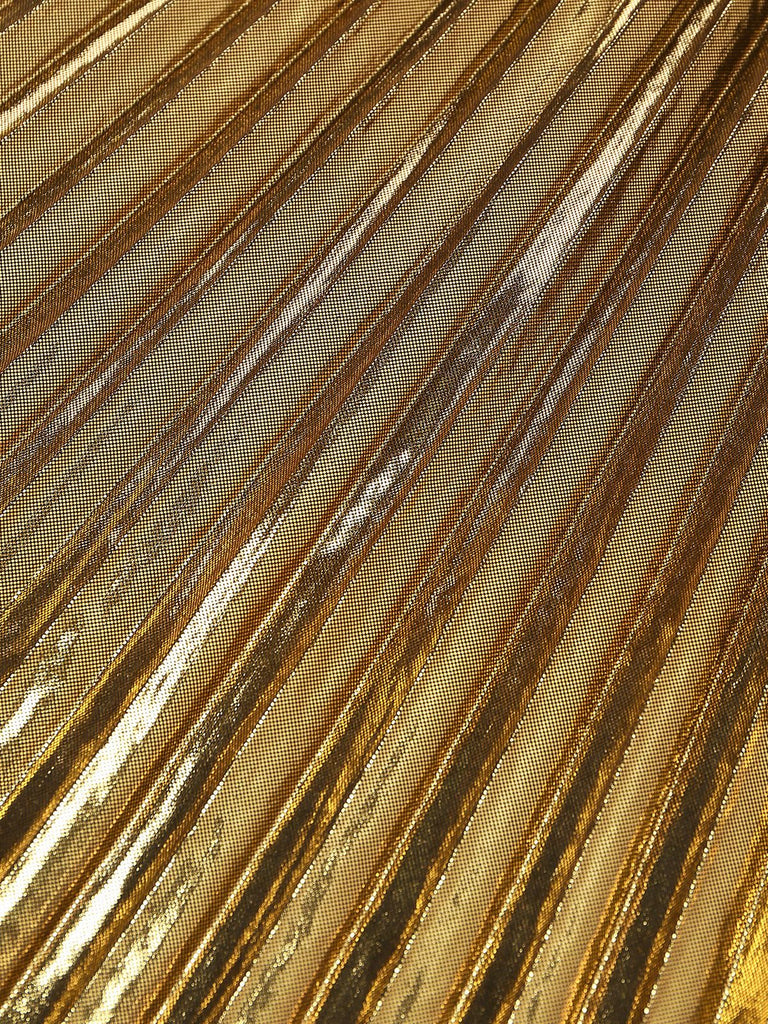 Nahaufnahme der gold- und bronzefarbenen Metallic-Stoffstruktur