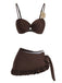 80er Satin-Bikini-Set mit Rüschen und Sonne