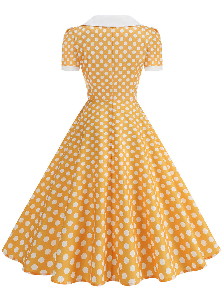50er Swingkleid mit Peter-Pan-Kragen und Polka-Dots