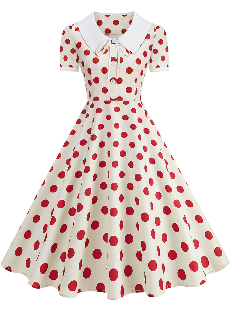 50er Swingkleid mit Peter-Pan-Kragen und Polka-Dots
