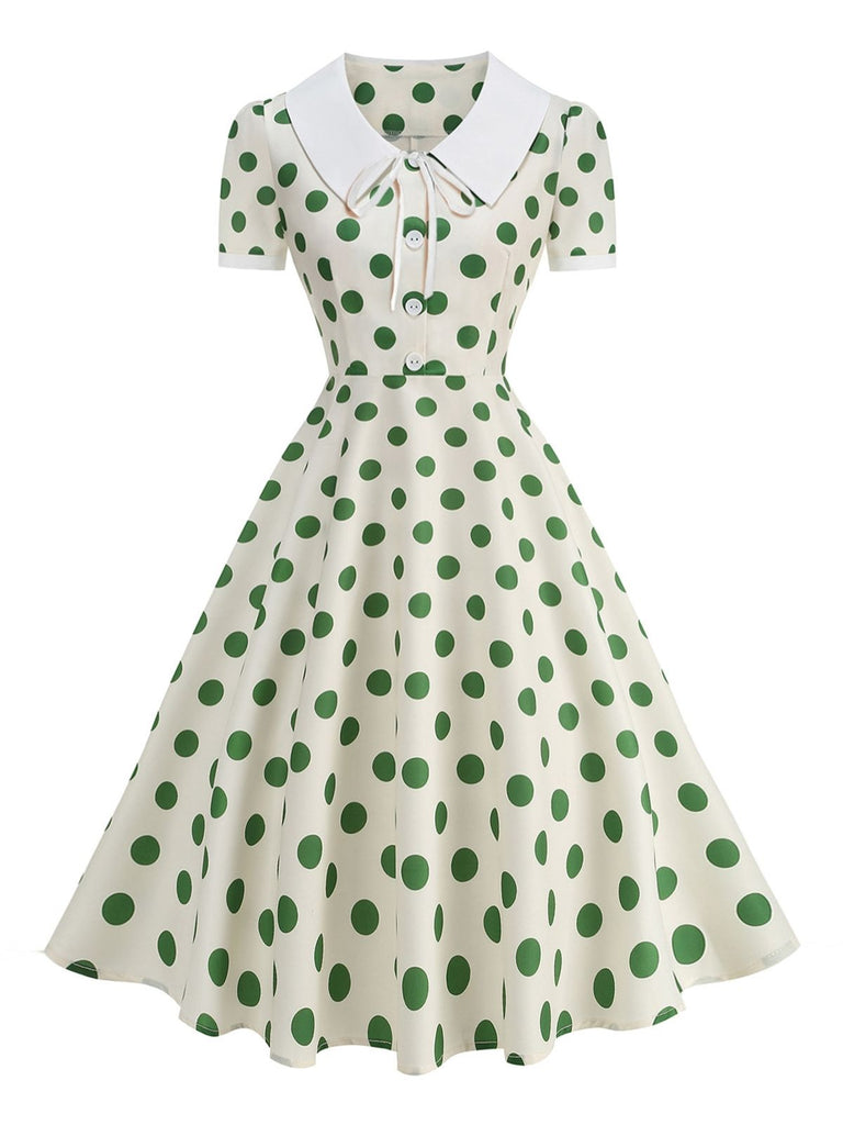 50er Swingkleid mit Peter-Pan-Kragen und Polka-Dots