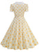 50er Swingkleid mit Peter-Pan-Kragen und Polka-Dots