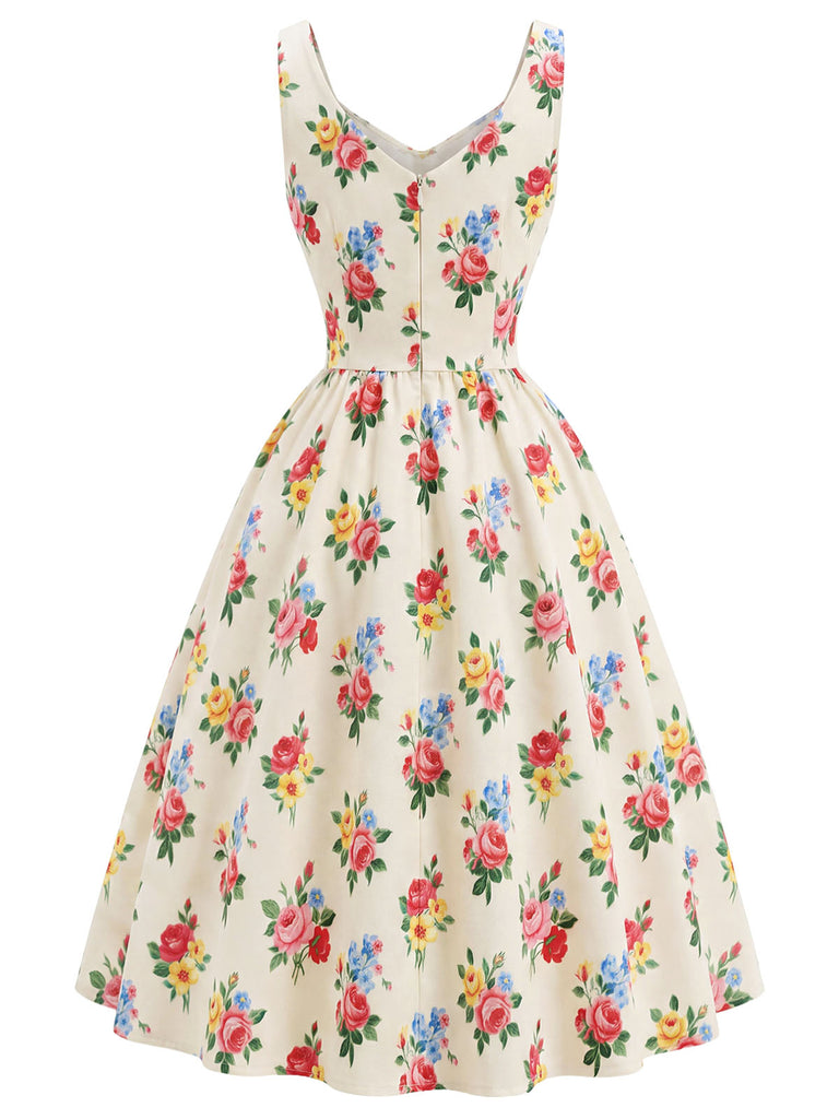 Cremefarbenes 40er Bolero & Kleid Set mit Blumen