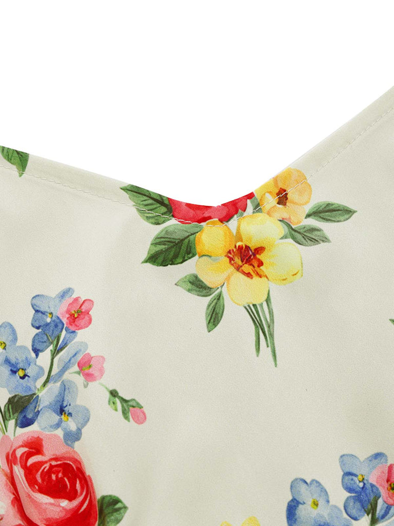 Cremefarbenes 40er Bolero & Kleid Set mit Blumen