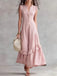 Dunkelrosaes 50er Ärmelloses Baumwoll-Swingkleid mit Leinen