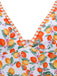 Orangefarbenes Tankini-Set mit Fruchtmuster im Stil der 1950er Jahre mit Haltertop