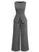 2PCS Solide 1940er Ärmellos Top & Weites Bein Hose