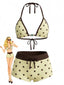 1950er Schnür Halter Perlenbesetzt Polka Dot Bikini Set