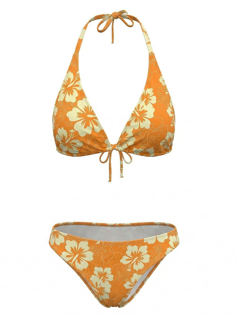 Tropischer Bikini mit Blumenmuster aus den 1960er Jahren – Vintage-Mode, Retro-Stil
