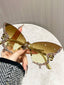 Goldene Vintage Schmetterlingsform Farbverlauf Randlos Sonnenbrille