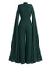 1930er Satin Langarm Rüschen Saum Gerafft Jumpsuit