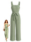 Grüner 30er Jumpsuit mit Eckiger Ausschnitt und Bindeband